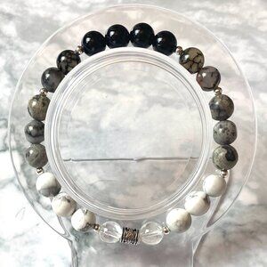 Black, White Crystal Bracelet, Genuine Crystal Jewelry